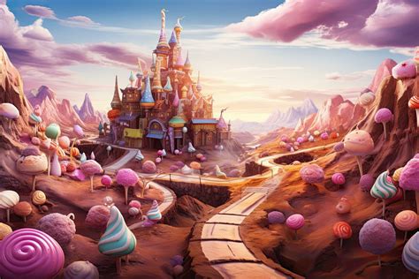AI generated Candy land. Fantasy landscape. 3D rendering. Computer ...