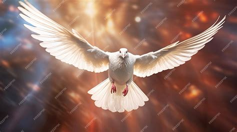 Premium AI Image | A white dove on bright light shines from heaven ...