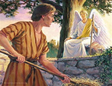 bible  paintings gideon meets  angel   lord