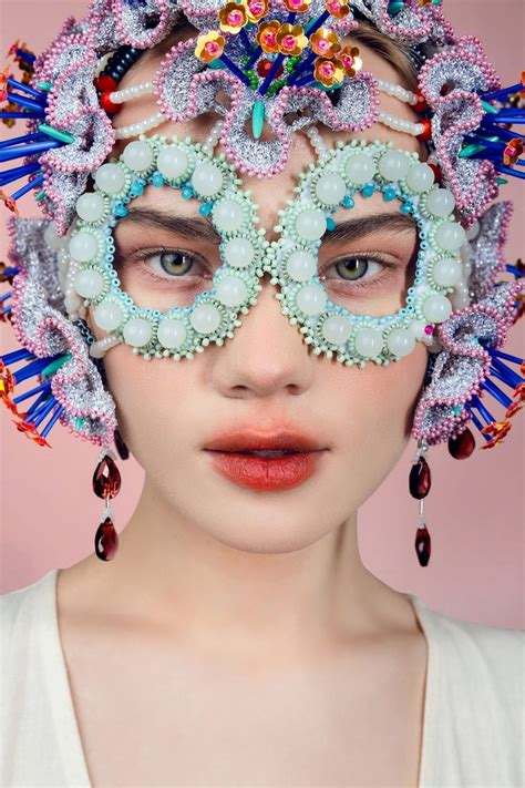 Colorful Fairy Mask Flower Headpiece, Haute Couture Fashion Costume ...