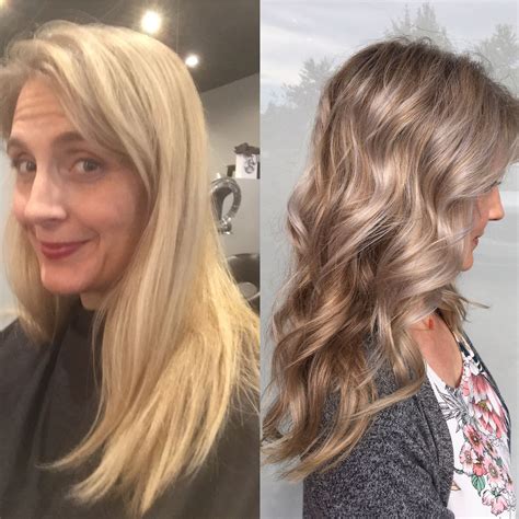 Before and after Honey blonde to beige ash | Dyed blonde hair, Beige