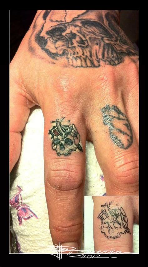 nice Skull finger tattoos by J Becerra | Skull finger tattoos, Finger ...