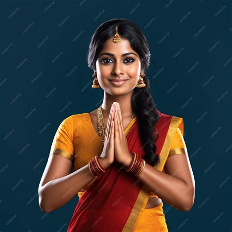 Premium Photo | Sri Lankan Young Tamil Woman Greeting Ayubowan Namaste