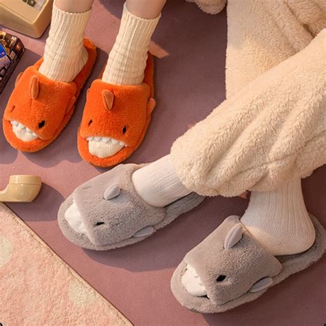 Kawaii Plush Shark Slippers - Kawaii Fashion Shop | Cute Asian Japanese ...