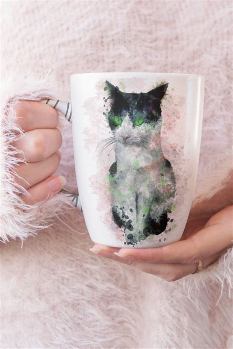 Lovely Cat Design Coffee Mug | Mugs, Green eyes, Watercolor cat