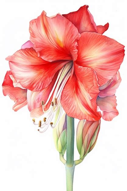 Premium Photo | A painting of a red amaryllis flower