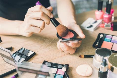 Girl Doing Makeup on Dressing Table Stock Photo - Image of girl ...