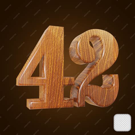 Premium PSD | Wooden number 42 texture 3d illustration