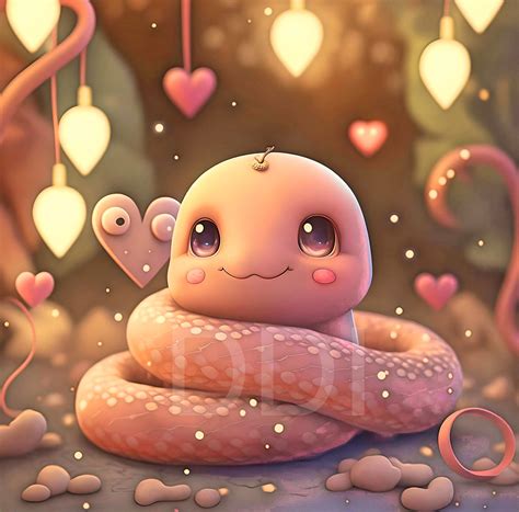 Pink Serpent Suprises Cute Cartoon Baby Snake Delights - Etsy