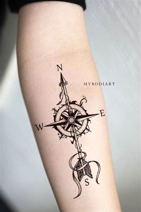 Wanderlust compass arrow temporary tattoo – Artofit