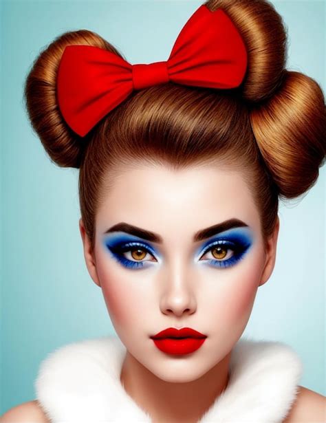 Premium AI Image | Pretty girl with unusual hairstyle bright makeup red ...