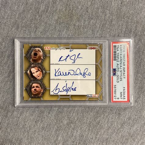 2008 Tristar Impact Kurt-Karen Angle AJ Styles TNA Triple Auto Gold PSA