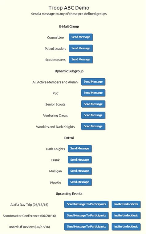 TroopWebHost User Guide: Send E-Mail To Any Group
