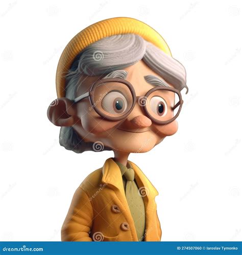 Cute Icon 3D Old Woman Avatar, Elderly Pensioner, Grandmothers Portrait
