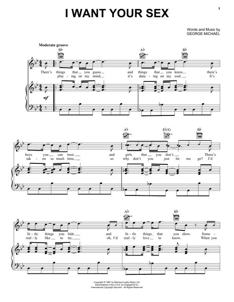 Download George Michael "I Want Your Sex" Sheet Music for Piano, Vocal