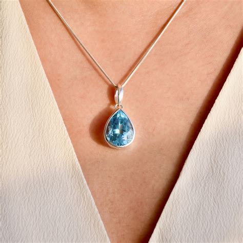 Blue Topaz Pendant 15 Carats Statement Topaz Necklace - Etsy UK