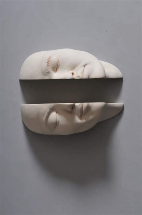 surreal porcelain sculptures stretch  distort human faces johnson