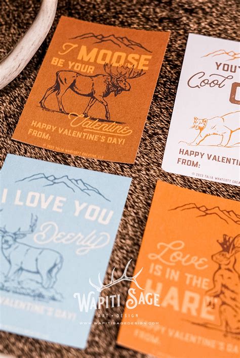 Western Wildlife Hunting Valentine Cards DIY Printable Valentine