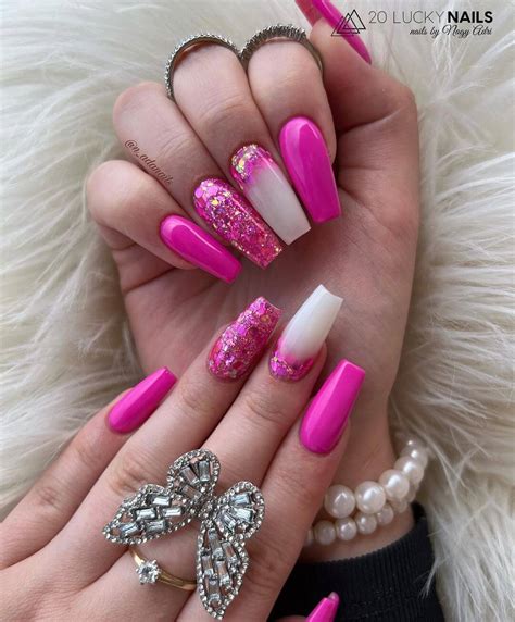 stunning pink nail art ideas  glitter
