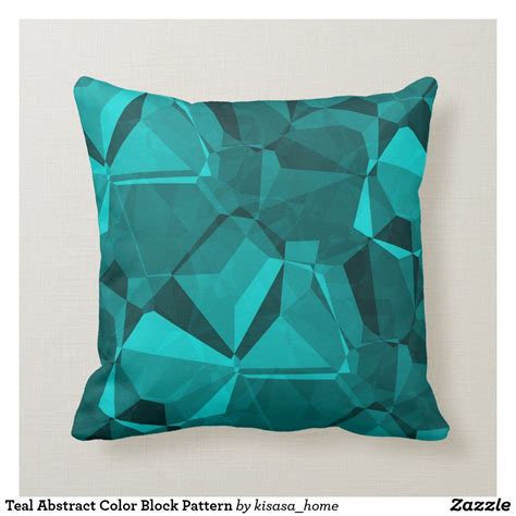 Teal Abstract Color Block Pattern Throw Pillow
