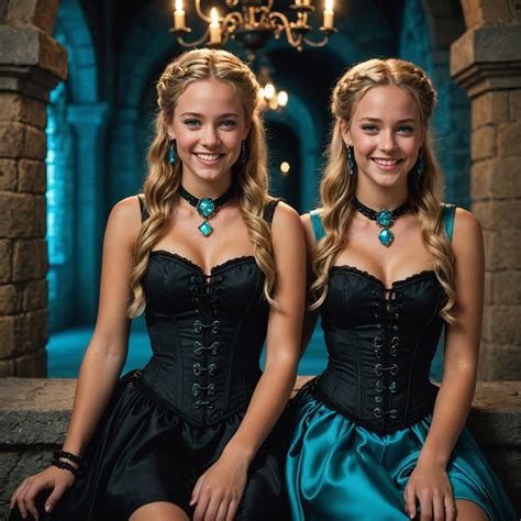 medium shot and artistic shading of two 19 year old beautiful looking