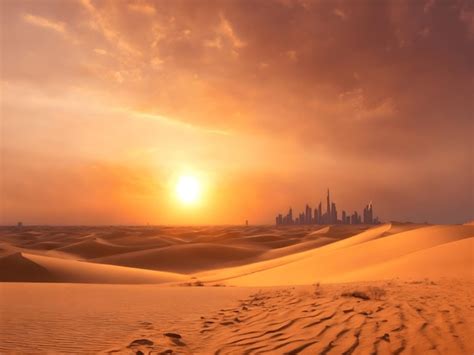 Premium AI Image | Sunset in the desert Sunset in the desert in Dubai UAE