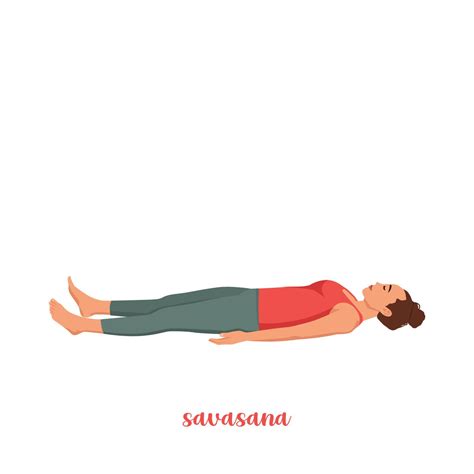 Woman doing Shavasana or Corpse Pose. Yoga Practice. Flat vector
