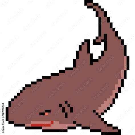 vector pixel art shark Stock Vector | Adobe Stock
