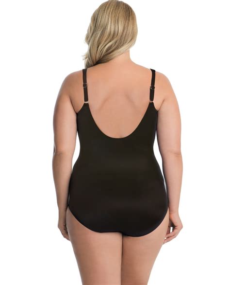 Miraclesuit Black Plus Size Net Work Madero Underwire One Piece