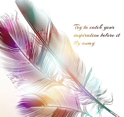 Vector Illustration With Engraved Feathers Conceptual Background Stock ...