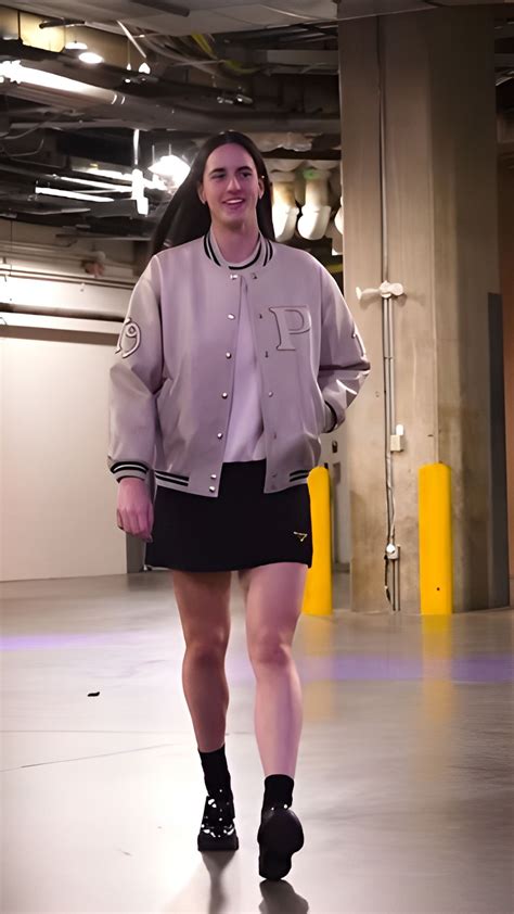 Photos: Caitlin Clark sports $7,312 Prada bomber jacket with short