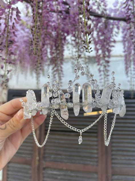 Rhinestone crown aura quartz raw crystal crown mermaid quartz crown