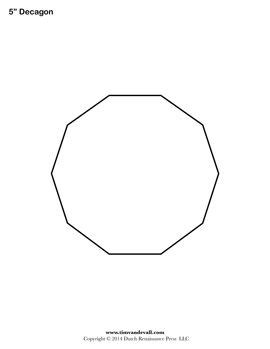 Decagon Templates – Tim's Printables | Decagon, Templates, Shape templates