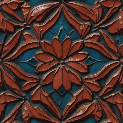 Seamless Large Floral Ceramic Tile Pattern in Brown. Generative AI Stock Illustration ...