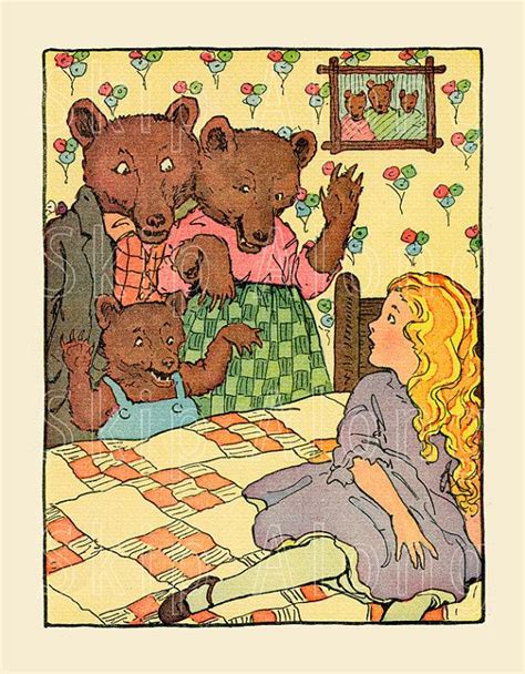 Vintage Goldilocks And Three Bears Illustrations Bear Illustration ...