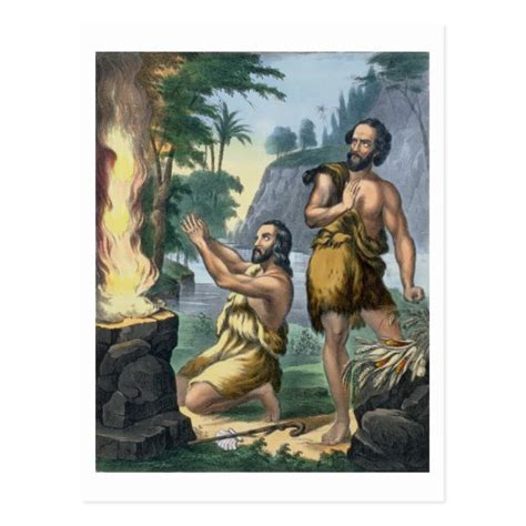 The Sacrifice of Cain and Abel, from a bible print Postcard | Zazzle.com