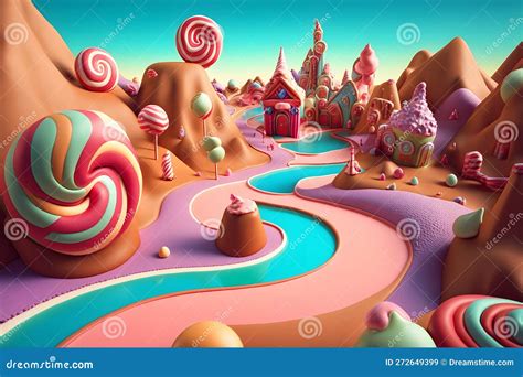 Fantasy Sweet Candy Land. Neural Network AI Generated Stock ...