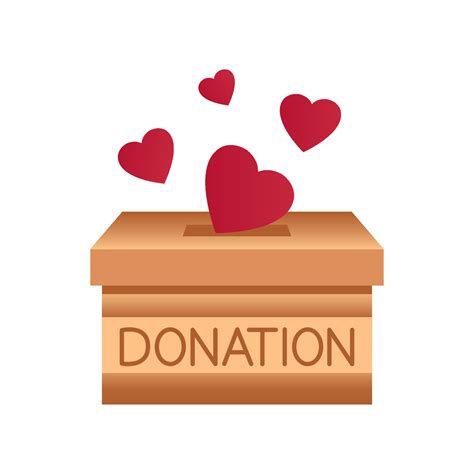 Donation box. Throwing hearts in a box for donations. Donate, giving ...