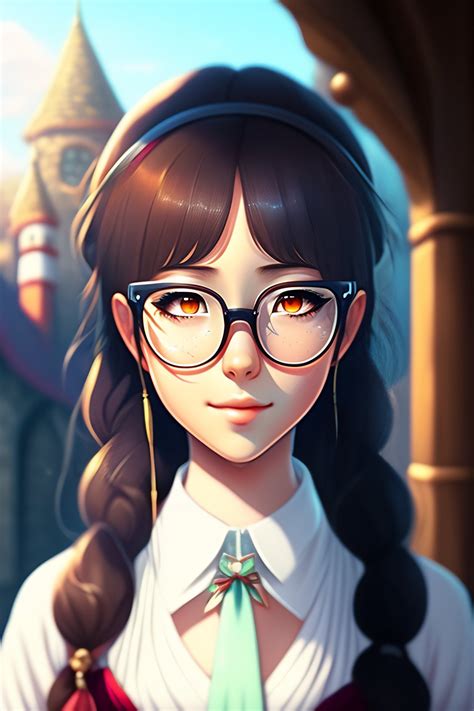 Lexica - Girl, glasses, anime style, ghibli, medieval, rpg