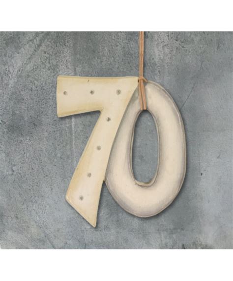 East of India wooden hanging number 70, 70th birthday