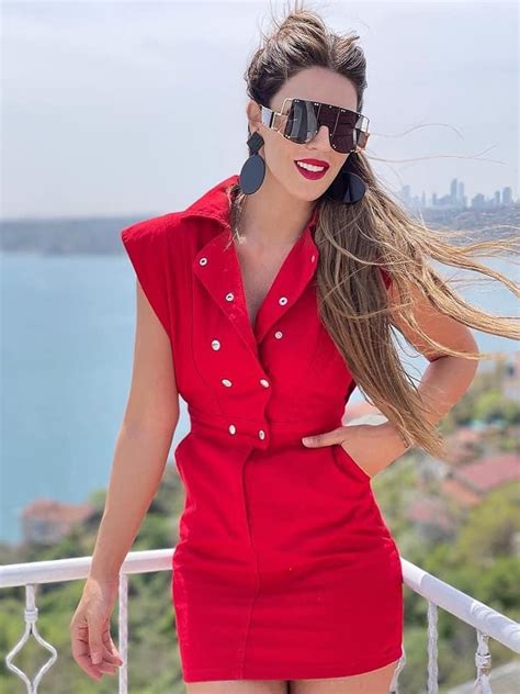 Sarafan Mini, Denim, Capse, Fashion, Rosu | Intisimo
