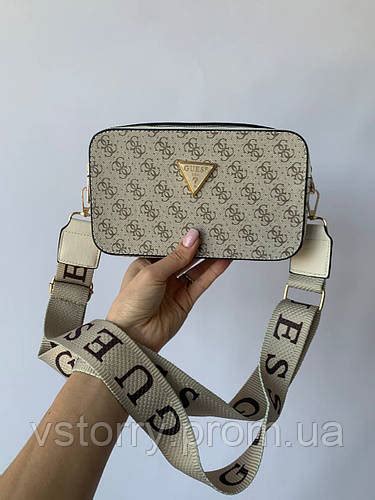 Женская сумочка через плечо Гесс Женский кросс - боди клатч Guess беж ...