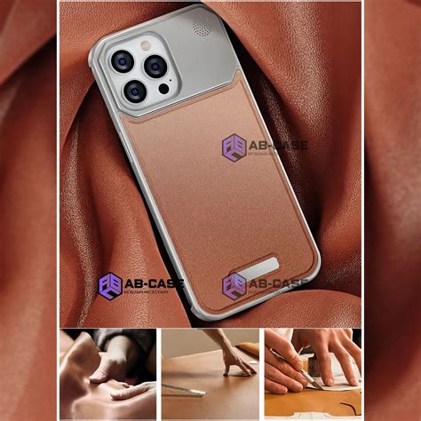 Чехол для iPhone 15 Pro max металлический Aluminium with Leather ...
