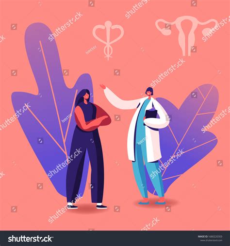 Female Character Visiting Doctor Gynecologist Hormonal Stock Vector