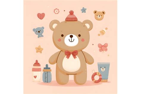 Cute adorable bear By dianaxstoyanova | TheHungryJPEG
