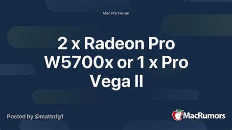 2 x Radeon Pro W5700x or 1 x Pro Vega II | MacRumors Forums