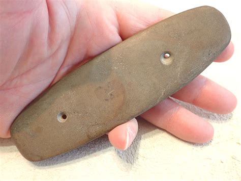 Authentic Native American Two Hole Slate Gorget Originally From the