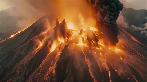 Massive Volcano Erupting With Lava Flow 45810803 Stock Video at Vecteezy