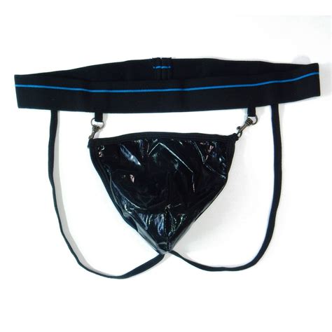 KM79 Hot Men Sexy Jock Strap Leopard Printed Velour Black Wetlook PVC