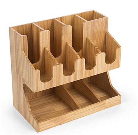 Wood Coffee Condiment Station Organizer | Accessory Dispenser